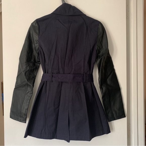NWT Express Faux Leather Sleeve Trench Coat - Picture 3 of 5